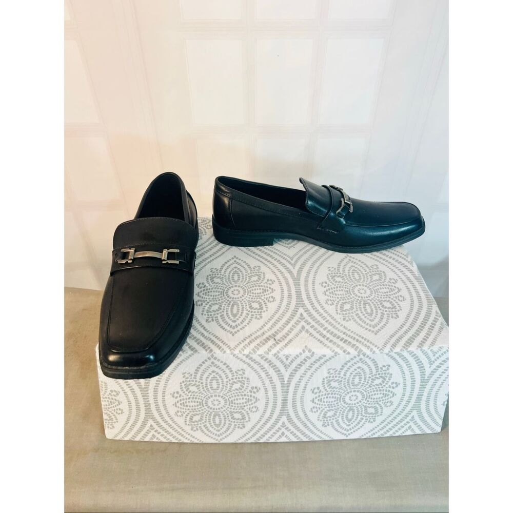 Akademiks Black Slip On Square Toe Comfort Buckle Loafer Dress Shoe Size 10